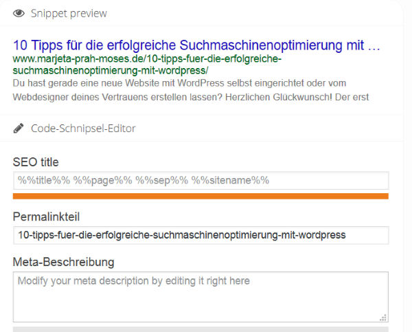 SEO Plugin von Yoast ohne Optimierung