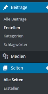 Wordpress Navigationsleiste mit Beiträge und Seiten Menüpunkt
